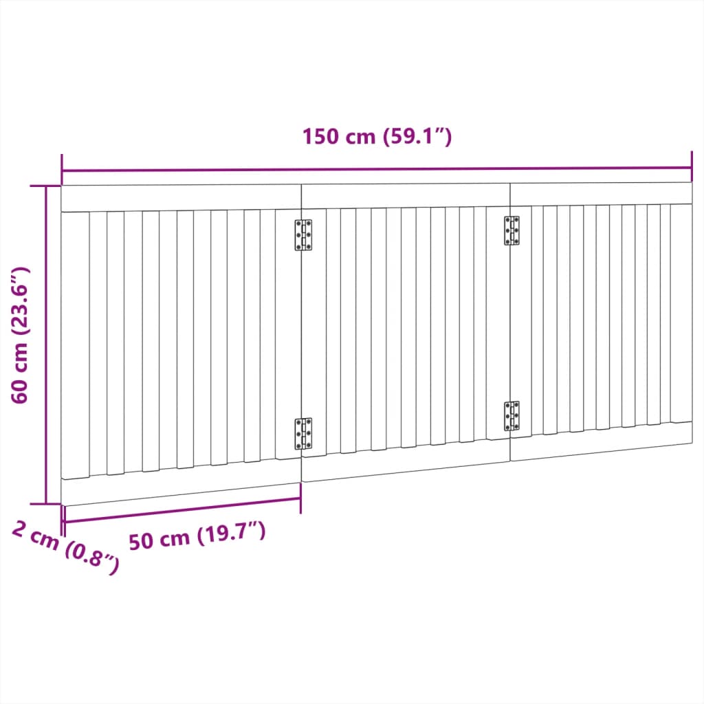 3-tlg. Hundetor Faltbar Schwarz 150 cm Pappelholz