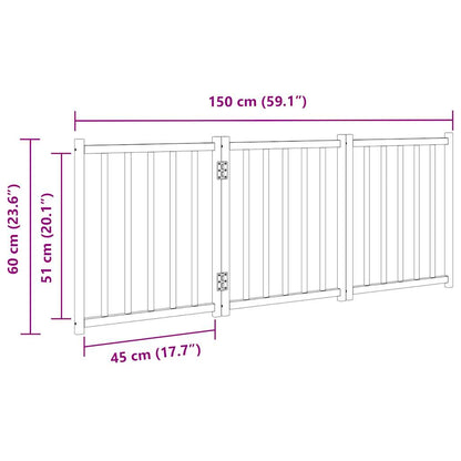 3-tlg. Hundetor Faltbar 150 cm Massivholz Tanne