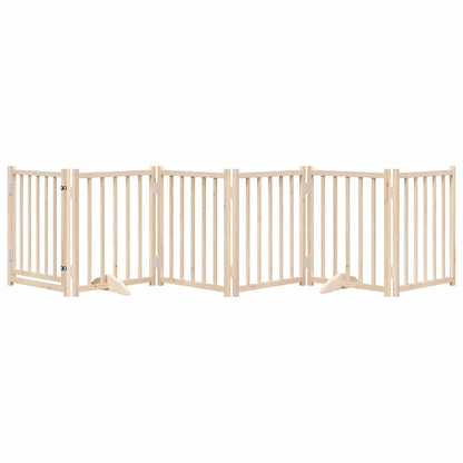 6-tlg. Hundetor mit Tür Faltbar 300 cm Massivholz Tanne