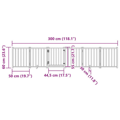6-tlg. Hundetor mit Tür Faltbar 300 cm Massivholz Tanne