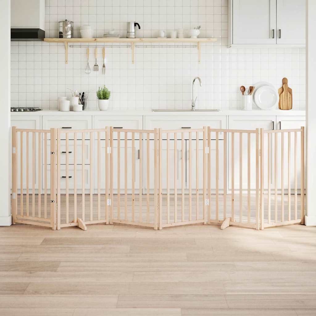 Hundegitter mit Tür Faltbar 6 Paneele 300 cm Massivholz Tanne