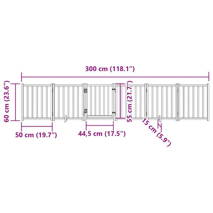 6-tlg. Hundetor mit Tür Faltbar Weiß 300 cm Massivholz Tanne