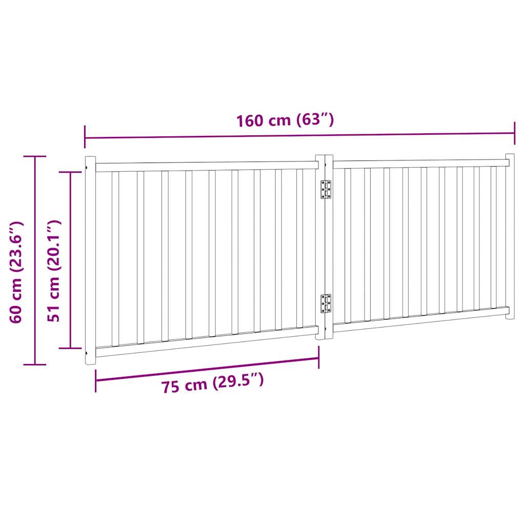 2-tlg. Hundetor Faltbar Weiß 160 cm Massivholz Tanne