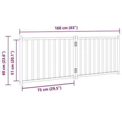 2-tlg. Hundetor Faltbar Weiß 160 cm Massivholz Tanne