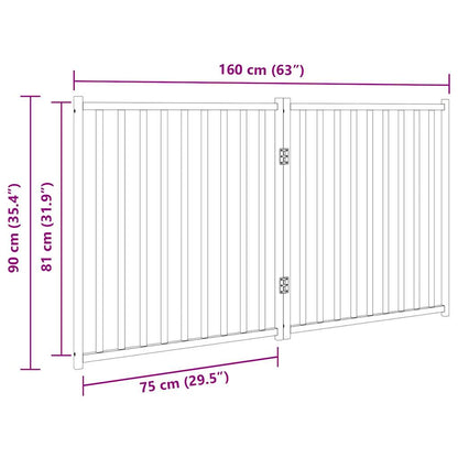 2-tlg. Hundetor Faltbar Weiß 160 cm Massivholz Tanne