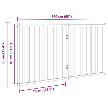 2-tlg. Hundetor Faltbar Schwarz 160 cm Massivholz Tanne