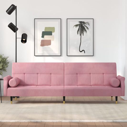 Schlafsofa mit Kissen Rosa Samt