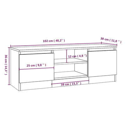 TV-Schrank mit Tür Weiß 102x30x36 cm