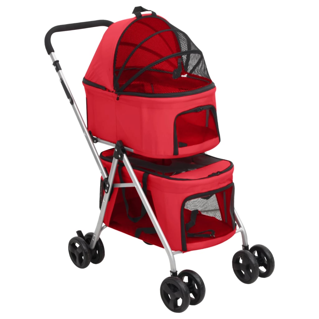 Hundewagen für 2 Hunde Faltbar Rot 83x48x97 cm Oxford-Gewebe