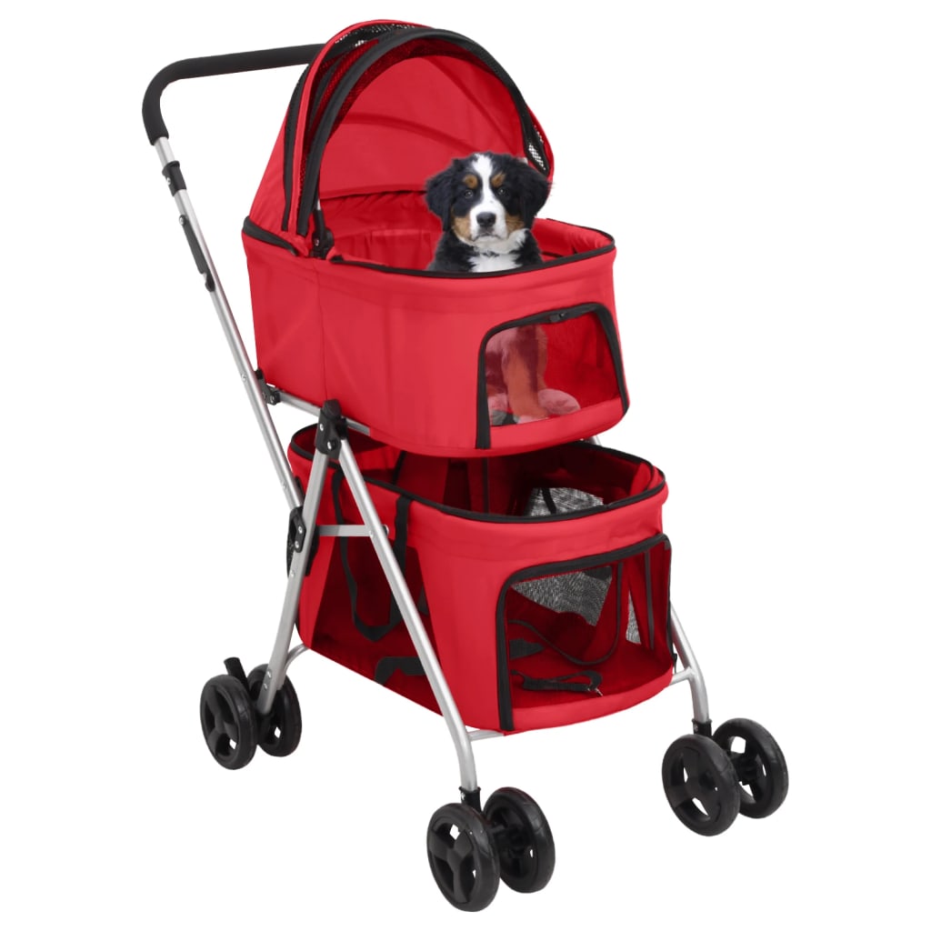 Hundewagen für 2 Hunde Faltbar Rot 83x48x97 cm Oxford-Gewebe