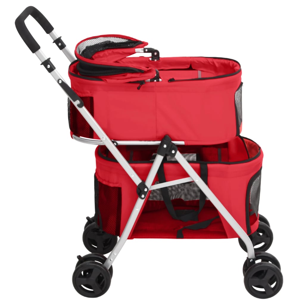 Hundewagen für 2 Hunde Faltbar Rot 83x48x97 cm Oxford-Gewebe