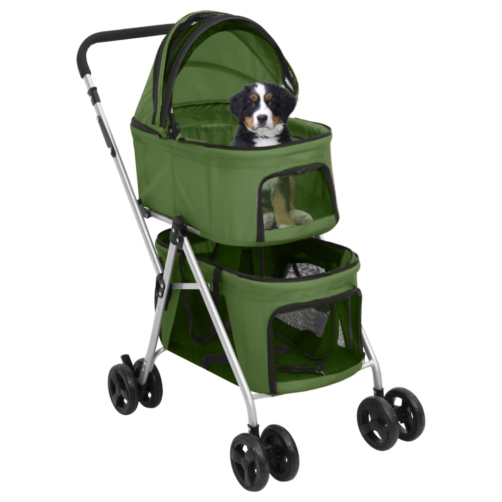 Hundewagen für 2 Hunde Faltbar Grün 83x48x97 cm Oxford-Gewebe