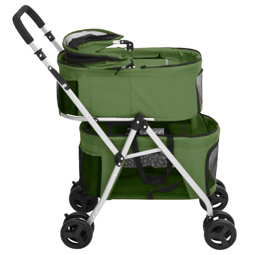 Hundewagen für 2 Hunde Faltbar Grün 83x48x97 cm Oxford-Gewebe