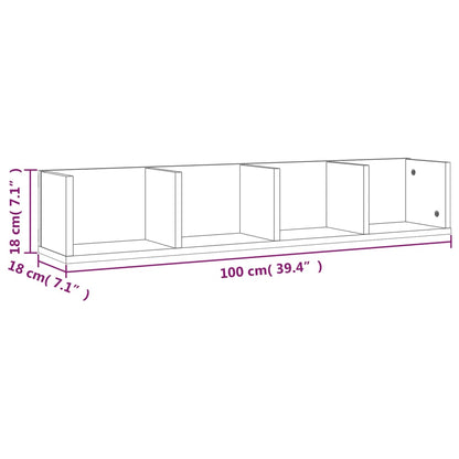 CD-Wandregal Grau Sonoma 100x18x18 cm Holzwerkstoff