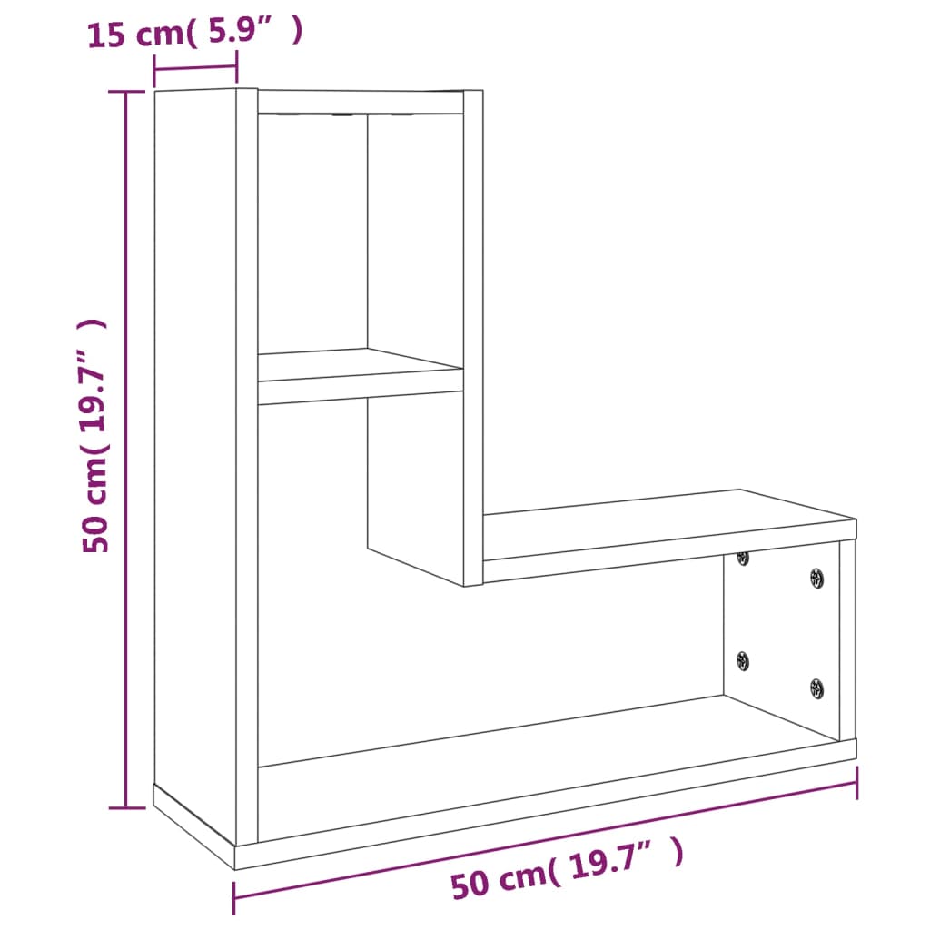 Wandregale 2 Stk. Grau Sonoma 50x15x50 cm Holzwerkstoff