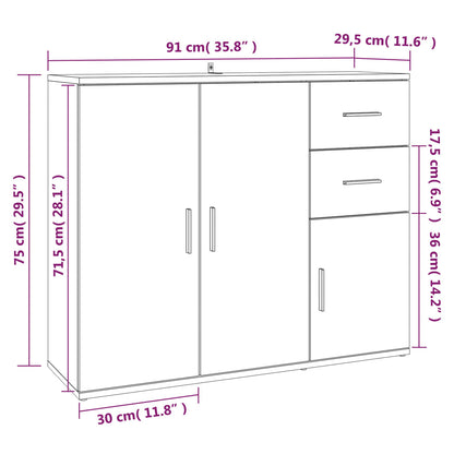 Sideboard Weiß 91x29,5x75 cm Holzwerkstoff