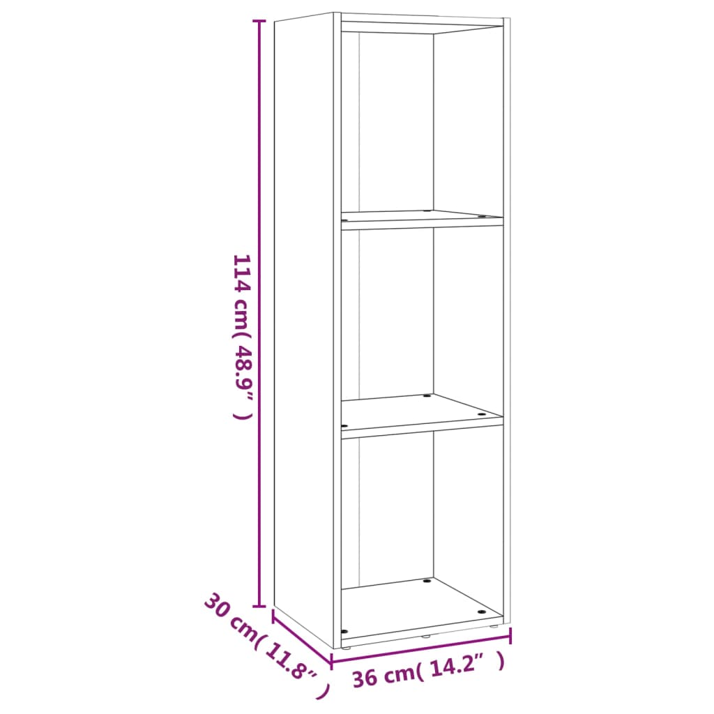 Bücherschrank/TV-Schrank Braun Eichen-Optik 36x30x114 cm