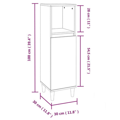 Badschrank Schwarz 30x30x100 cm Holzwerkstoff