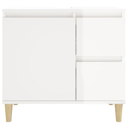 Badschrank Hochglanz-Weiß 65x33x60 cm Holzwerkstoff