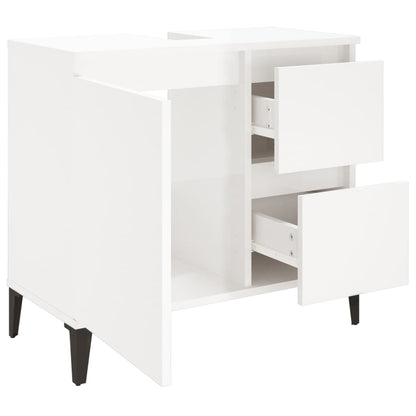 Badschrank Hochglanz-Weiß 65x33x60 cm Holzwerkstoff