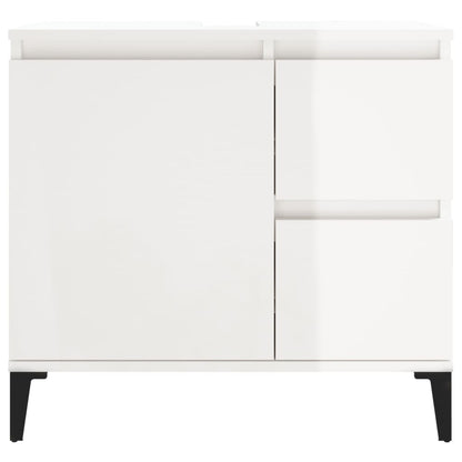 Badschrank Hochglanz-Weiß 65x33x60 cm Holzwerkstoff