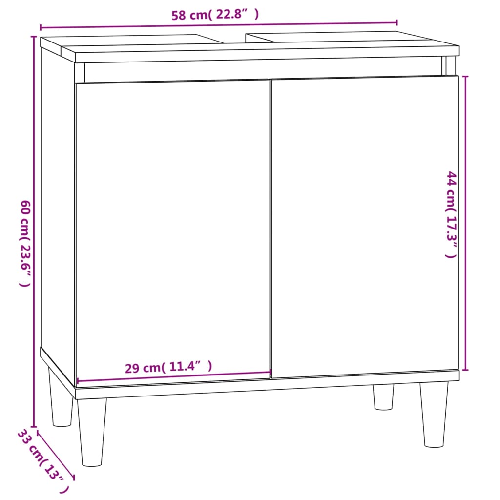 Waschbeckenunterschrank Weiß 58x33x60 cm Holzwerkstoff