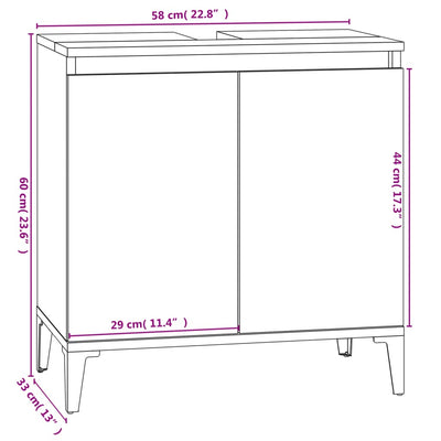 Waschbeckenunterschrank Hochglanz-Weiß 58x33x60cm Holzwerkstoff