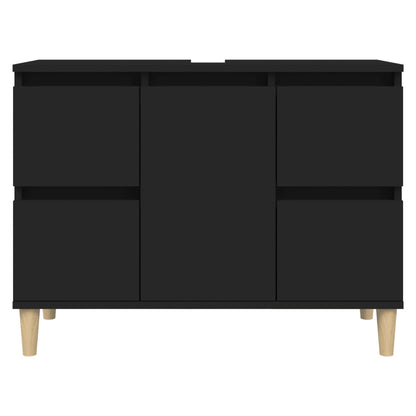 Waschbeckenunterschrank Schwarz 80x33x60 cm Holzwerkstoff