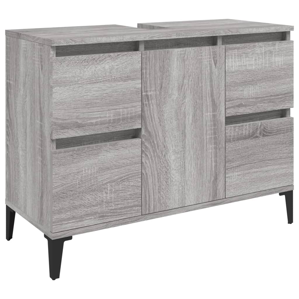 Waschbeckenunterschrank Grau Sonoma 80x33x60 cm Holzwerkstoff