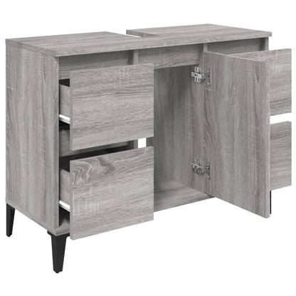 Waschbeckenunterschrank Grau Sonoma 80x33x60 cm Holzwerkstoff