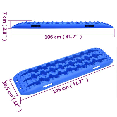 Traktionsmatten 2 Stk. Blau 106x30,5x7 cm Nylon