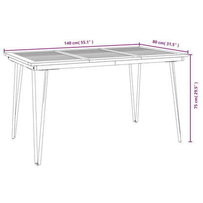 Gartentisch mit Haarnadel-Beinen 140×80×75 cm Massivholz Akazie