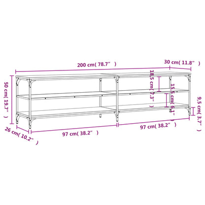 TV-Schrank Schwarz 200x30x50 cm Holzwerkstoff und Metall