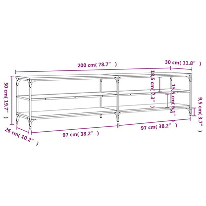 TV-Schrank Sonoma-Eiche 200x30x50 cm Holzwerkstoff und Metall