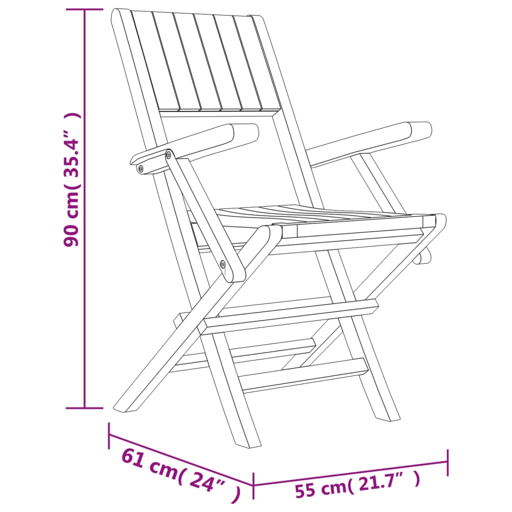 Gartenstühle 8 Stk. Klappbar 55x61x90 cm Massivholz Teak