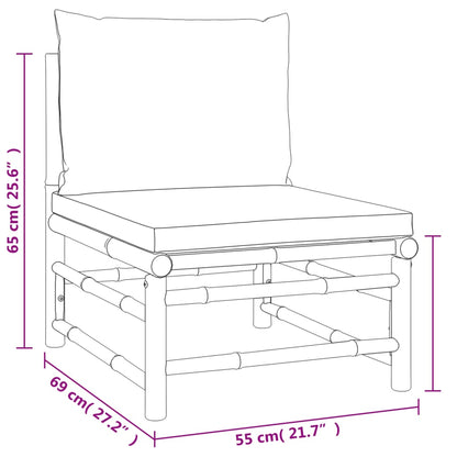 4-tlg. Garten-Lounge-Set mit Hellgrauen Kissen Bambus