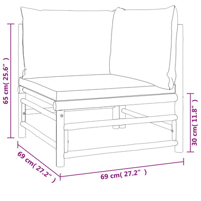 4-tlg. Garten-Lounge-Set mit Grünen Kissen Bambus