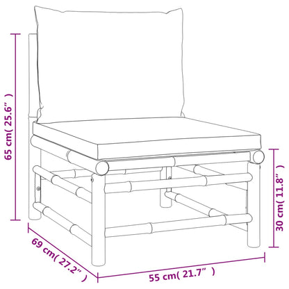 5-tlg. Garten-Lounge-Set mit Grünen Kissen Bambus