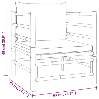 6-tlg. Garten-Lounge-Set mit Grünen Kissen Bambus