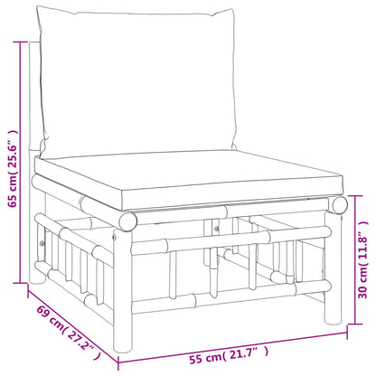 4-tlg. Garten-Lounge-Set mit Grünen Kissen Bambus