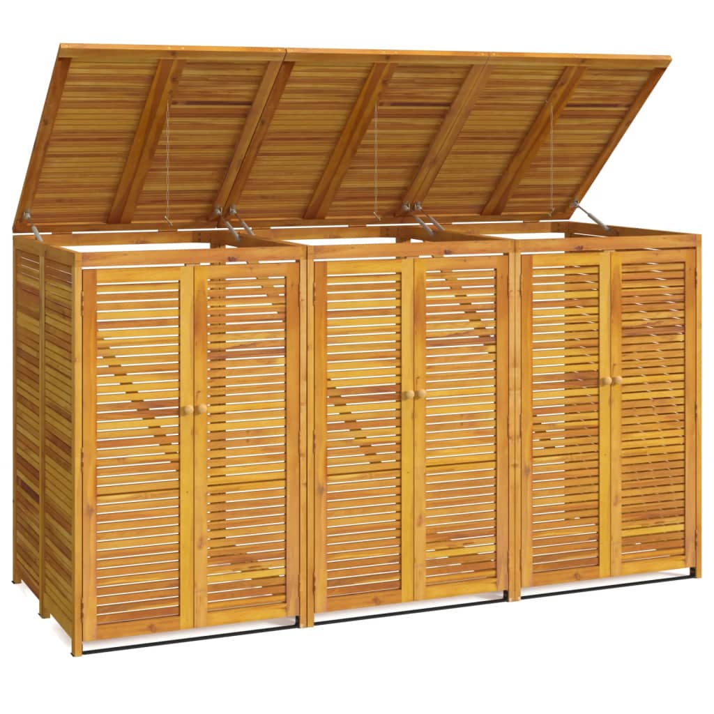 Mülltonnenbox für 3 Tonnen 210x89x117 cm Massivholz Akazie