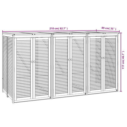 Mülltonnenbox für 3 Tonnen 210x89x117 cm Massivholz Akazie