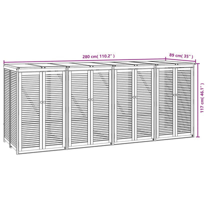 Mülltonnenbox für 4 Tonnen 280x89x117 cm Massivholz Akazie