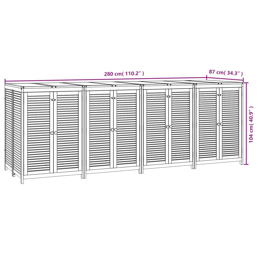 Gartenbox 280x87x104 cm Massivholz Akazie