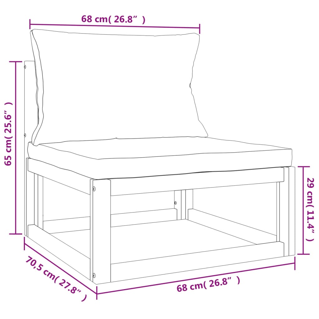 3-tlg. Garten-Lounge-Set mit Taupe Kissen Massivholz