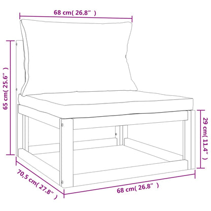 3-tlg. Garten-Lounge-Set mit Taupe Kissen Massivholz