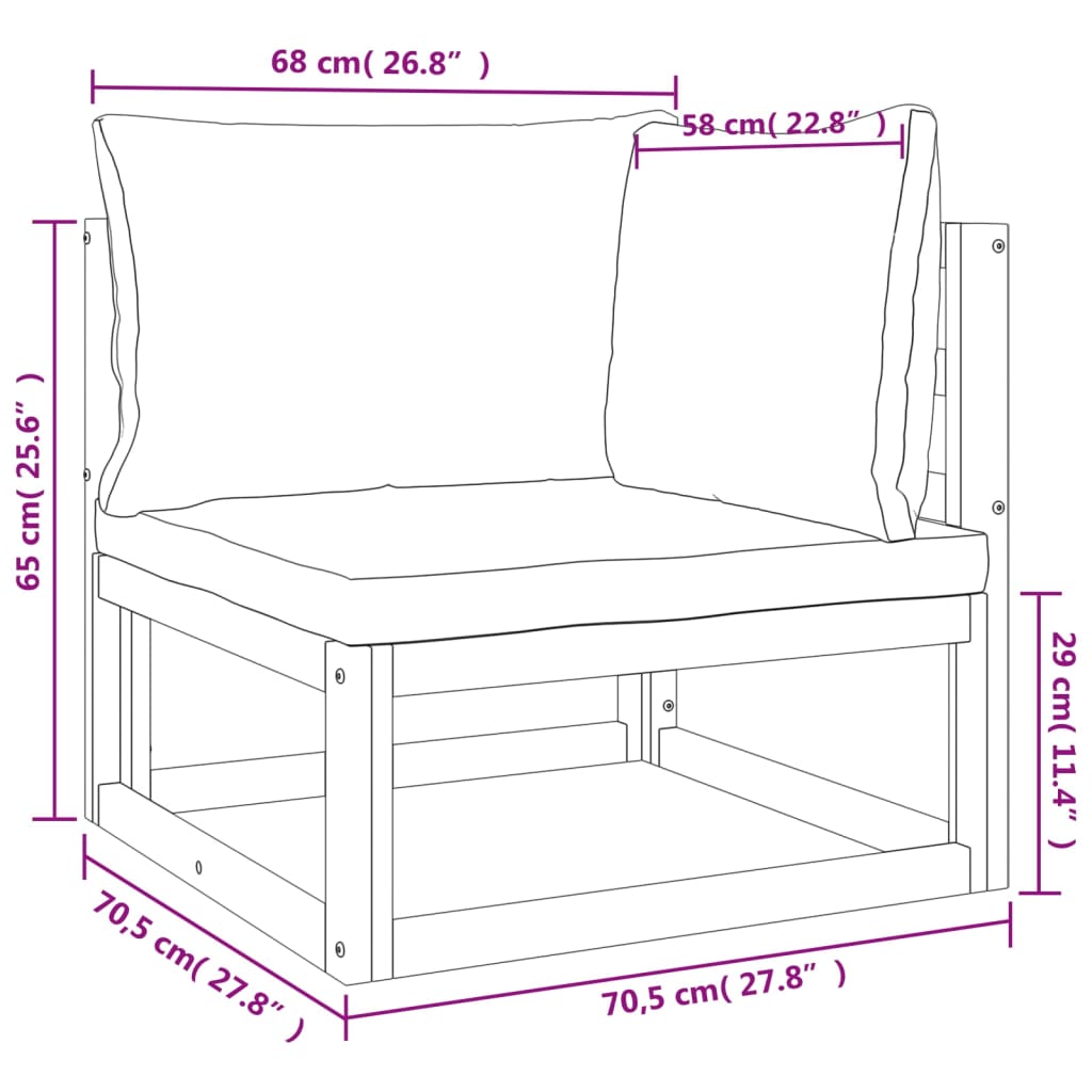 8-tlg. Garten-Lounge-Set mit Taupe Kissen Massivholz