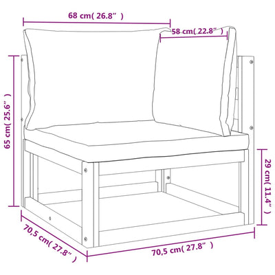 10-tlg. Garten-Lounge-Set mit Taupe Kissen Massivholz