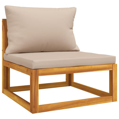 11-tlg. Garten-Lounge-Set mit Taupe Kissen Massivholz