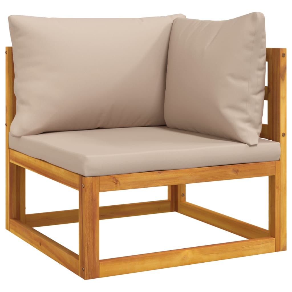 12-tlg. Garten-Lounge-Set mit Taupe Kissen Massivholz